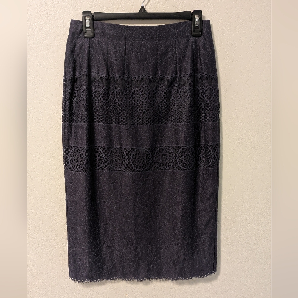 Alannah Hill Navy Midi Lace Skirt Cocktail